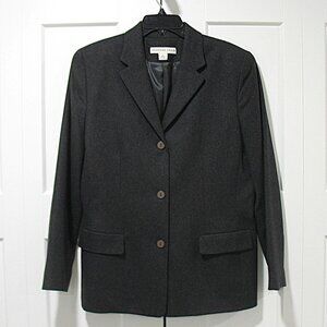 Josephine Chaus Black Wool Blazer Women’s 12 Vintage Long Classic Career Jacket